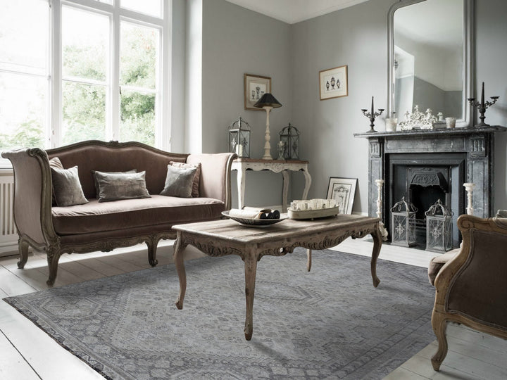 6'10" x 9'9" New Hand Knotted Ivory Worn Wool Rectangle Oriental Rug - MOA10254033