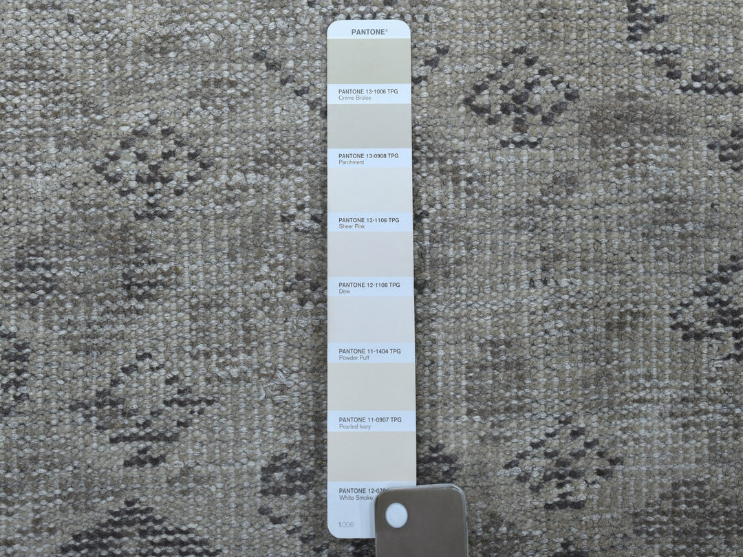 6'10" x 9'9" New Hand Knotted Ivory Worn Wool Rectangle Oriental Rug - MOA10254033