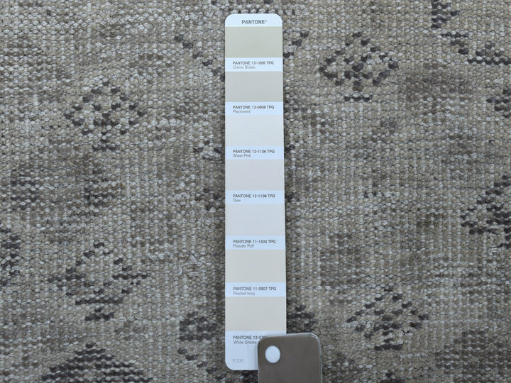 6'10" x 9'9" New Hand Knotted Ivory Worn Wool Rectangle Oriental Rug - MOA10254033