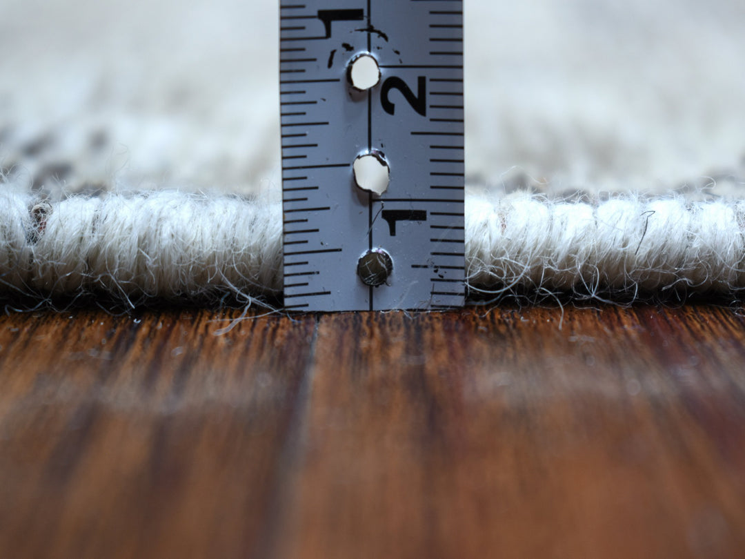 6'10" x 9'9" New Hand Knotted Ivory Worn Wool Rectangle Oriental Rug - MOA10254033