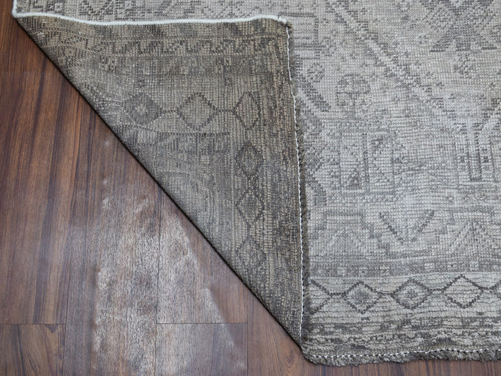 5'6" x 8'2" New Hand Knotted Grey Worn Wool Rectangle Oriental Rug - MOA10254044