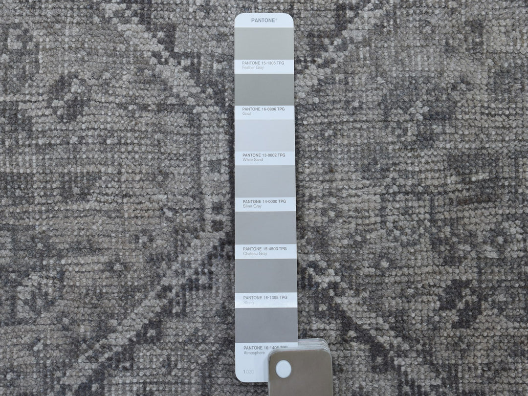 5'6" x 8'2" New Hand Knotted Grey Worn Wool Rectangle Oriental Rug - MOA10254044