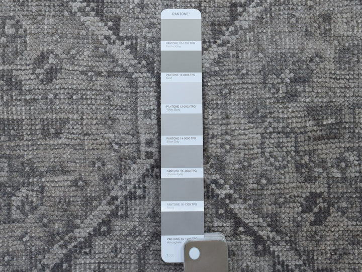 5'6" x 8'2" New Hand Knotted Grey Worn Wool Rectangle Oriental Rug - MOA10254044