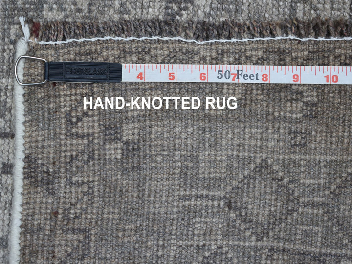 5'6" x 8'2" New Hand Knotted Grey Worn Wool Rectangle Oriental Rug - MOA10254044