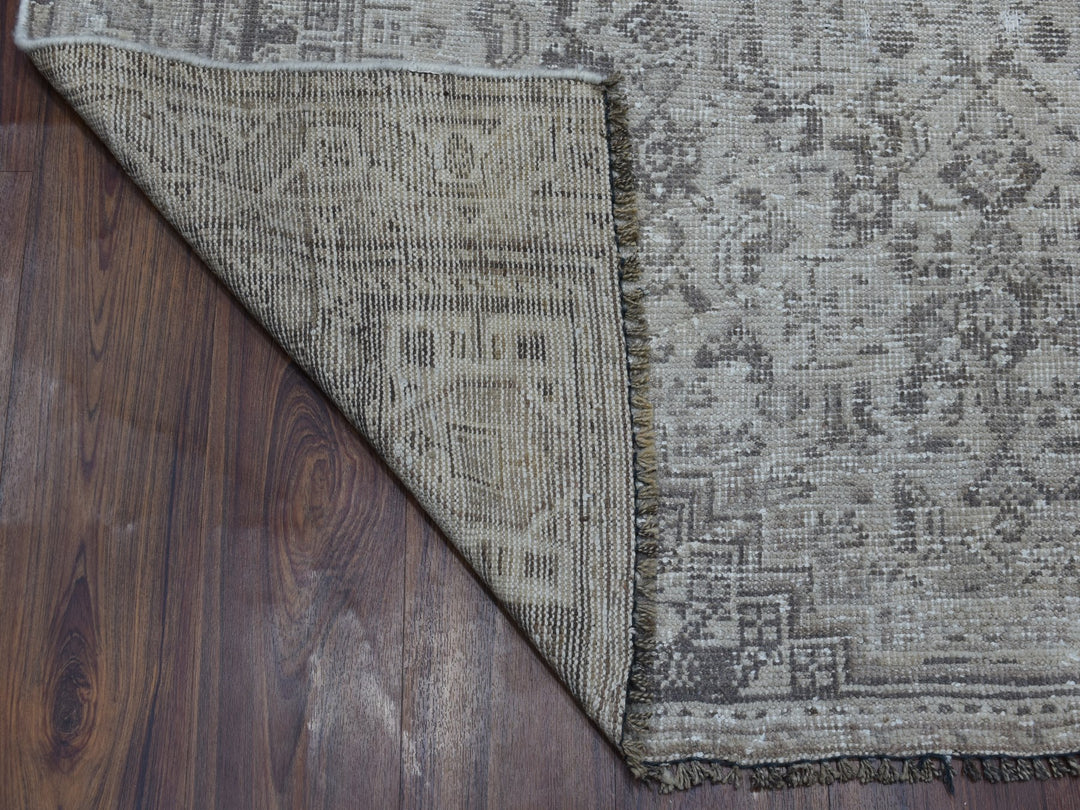 5'1" x 7'6" New Hand Knotted Beige Worn Wool Rectangle Oriental Rug - MOA10254047