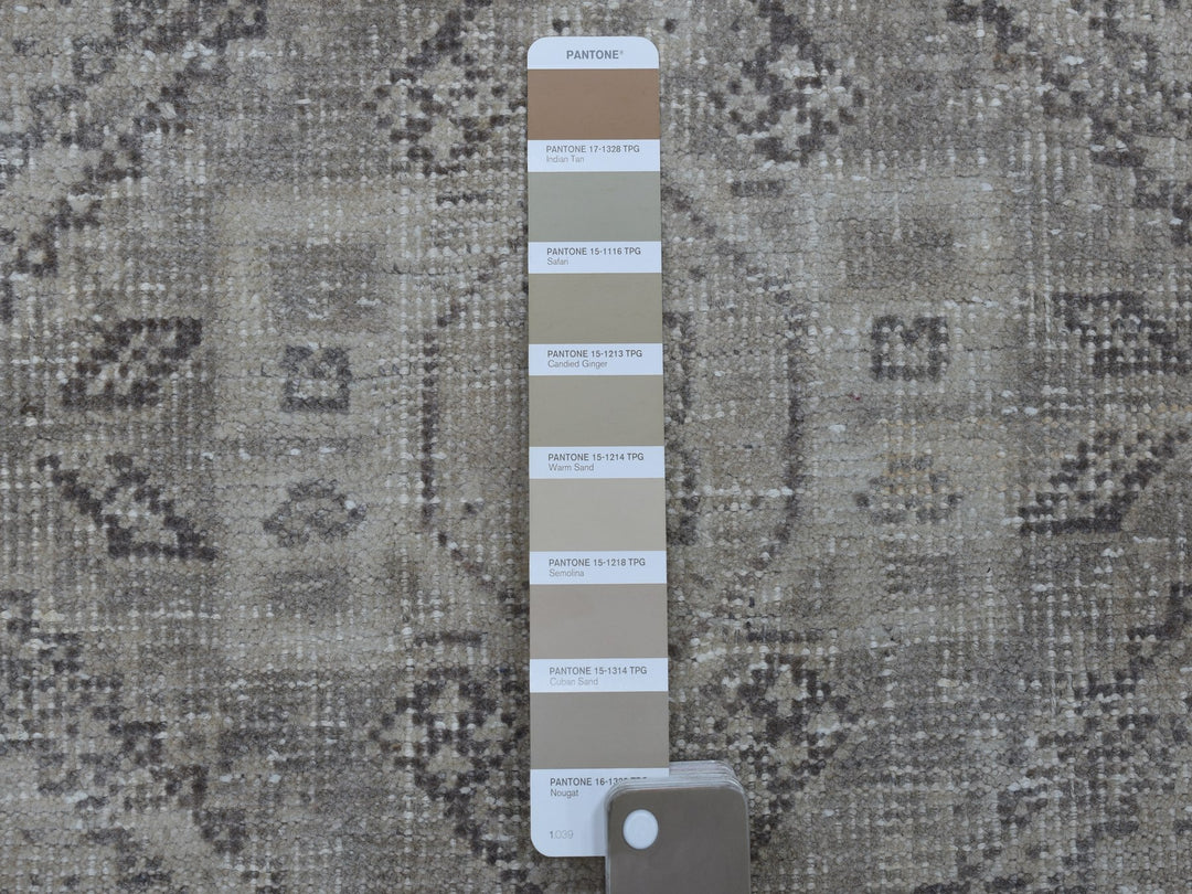 5'1" x 7'6" New Hand Knotted Beige Worn Wool Rectangle Oriental Rug - MOA10254047