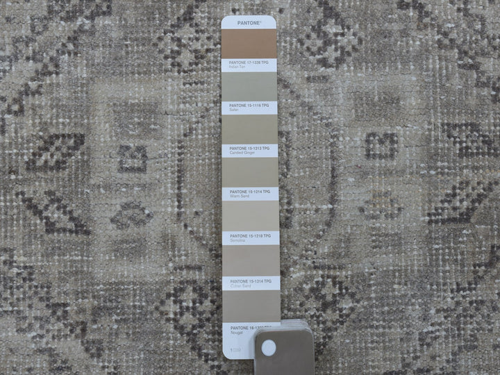 5'1" x 7'6" New Hand Knotted Beige Worn Wool Rectangle Oriental Rug - MOA10254047