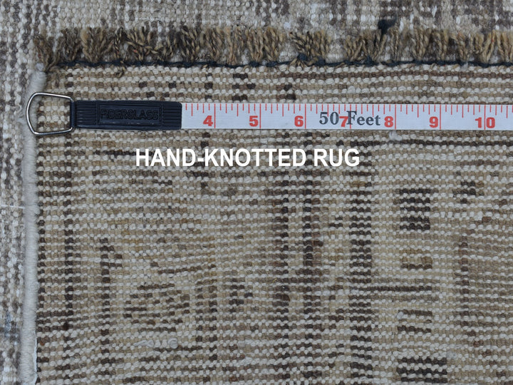 5'1" x 7'6" New Hand Knotted Beige Worn Wool Rectangle Oriental Rug - MOA10254047