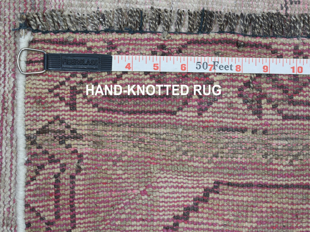 4'7" x 8'0" New Hand Knotted Grey Worn Wool Rectangle Oriental Rug - MOA10254051