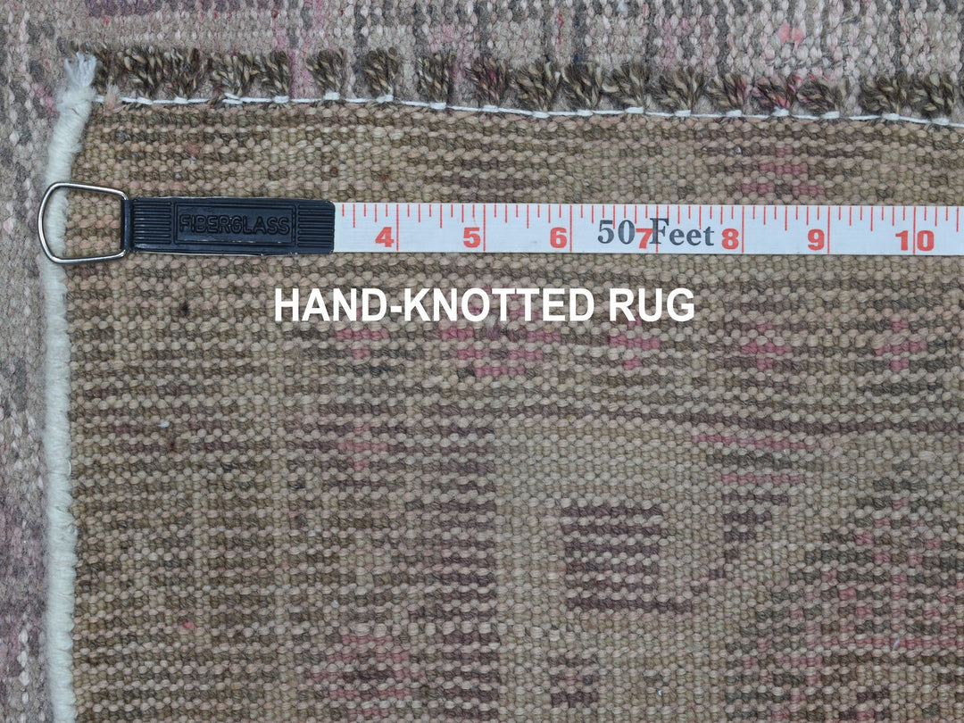 4'10" x 7'4" New Hand Knotted Grey Worn Wool Rectangle Oriental Rug - MOA10254056