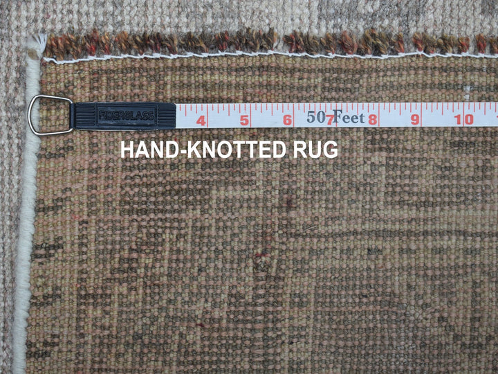 5'1" x 7'4" New Hand Knotted Grey Worn Wool Rectangle Oriental Rug - MOA10254060