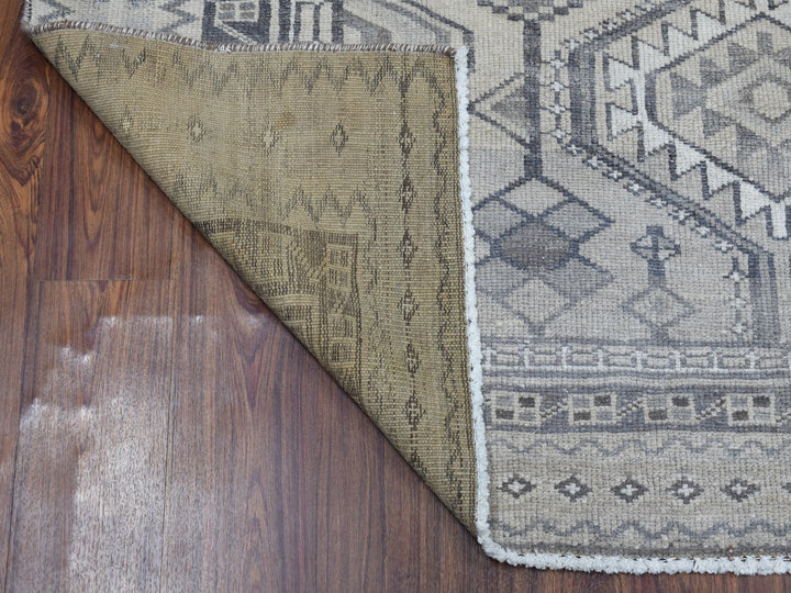 5'5" x 8'4" New Hand Knotted Beige Worn Wool Rectangle Oriental Rug - MOA10254068