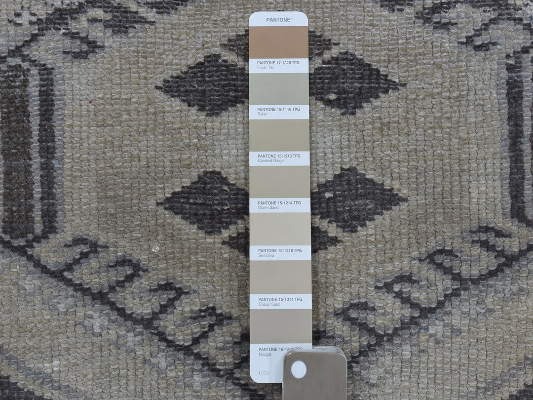 5'5" x 8'4" New Hand Knotted Beige Worn Wool Rectangle Oriental Rug - MOA10254068