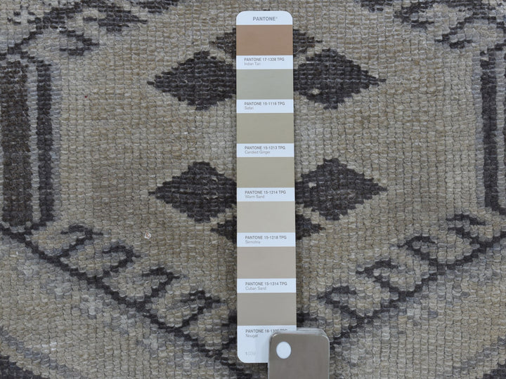 5'5" x 8'4" New Hand Knotted Beige Worn Wool Rectangle Oriental Rug - MOA10254068