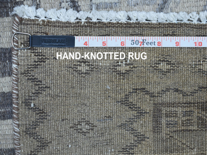 5'5" x 8'4" New Hand Knotted Beige Worn Wool Rectangle Oriental Rug - MOA10254068