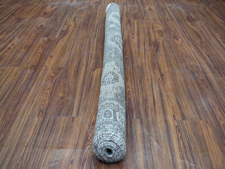 5'6" x 7'9" New Hand Knotted Grey Worn Wool Rectangle Oriental Rug - MOA10254070