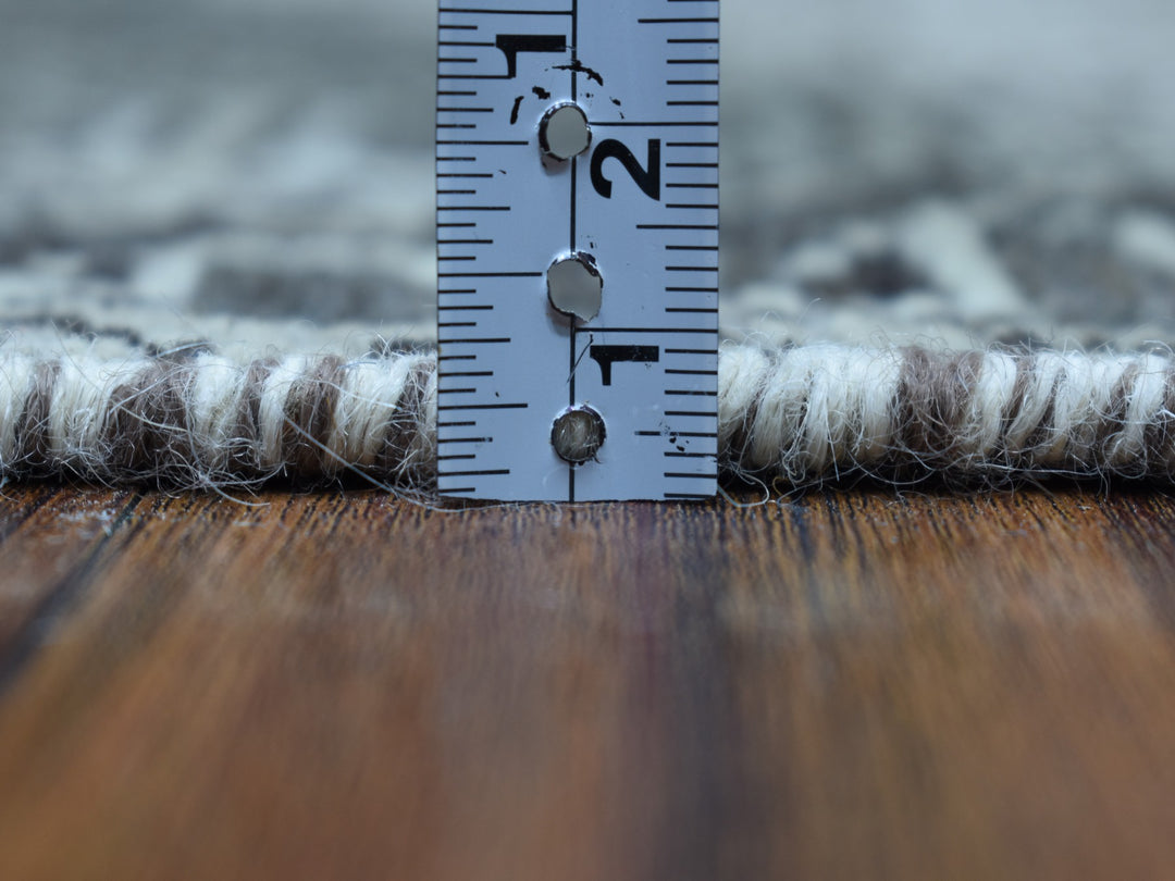 5'6" x 7'9" New Hand Knotted Grey Worn Wool Rectangle Oriental Rug - MOA10254070