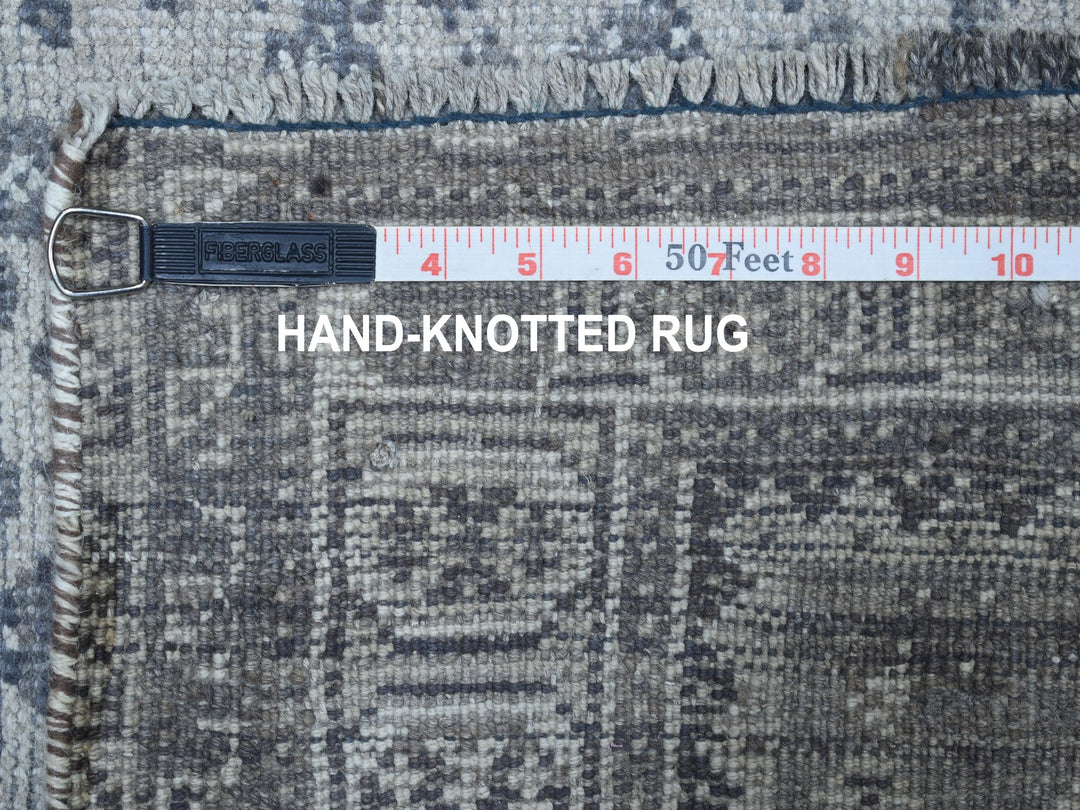 5'6" x 7'9" New Hand Knotted Grey Worn Wool Rectangle Oriental Rug - MOA10254070