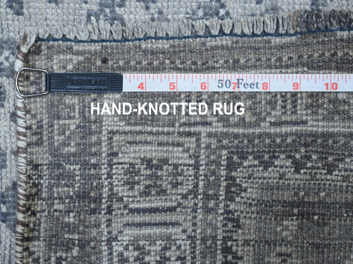 5'6" x 7'9" New Hand Knotted Grey Worn Wool Rectangle Oriental Rug - MOA10254070
