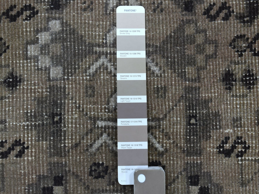 6'4" x 9'1" New Hand Knotted Grey Worn Wool Rectangle Oriental Rug - MOA10254128