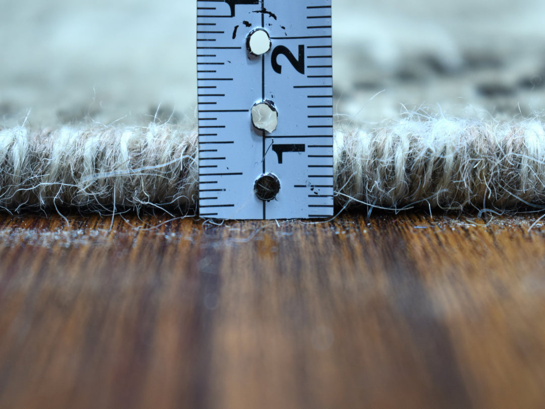 6'4" x 9'1" New Hand Knotted Grey Worn Wool Rectangle Oriental Rug - MOA10254128