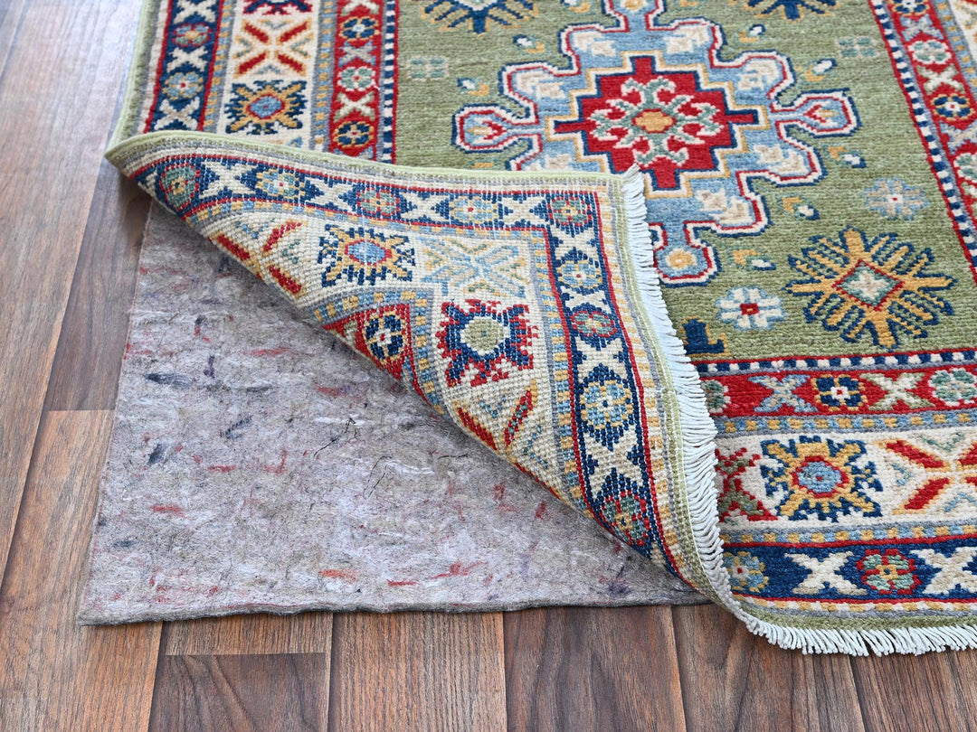 2'9" x 12'9" New Hand Knotted Green Wool Runner Oriental Rug - MOA102541