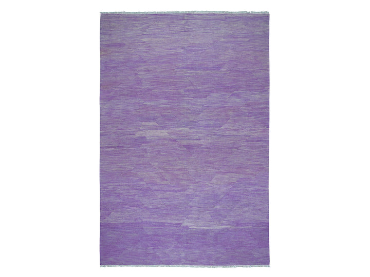 6'8" x 9'8" New Hand Woven Purple Wool Rectangle Oriental Rug - MOA10254213