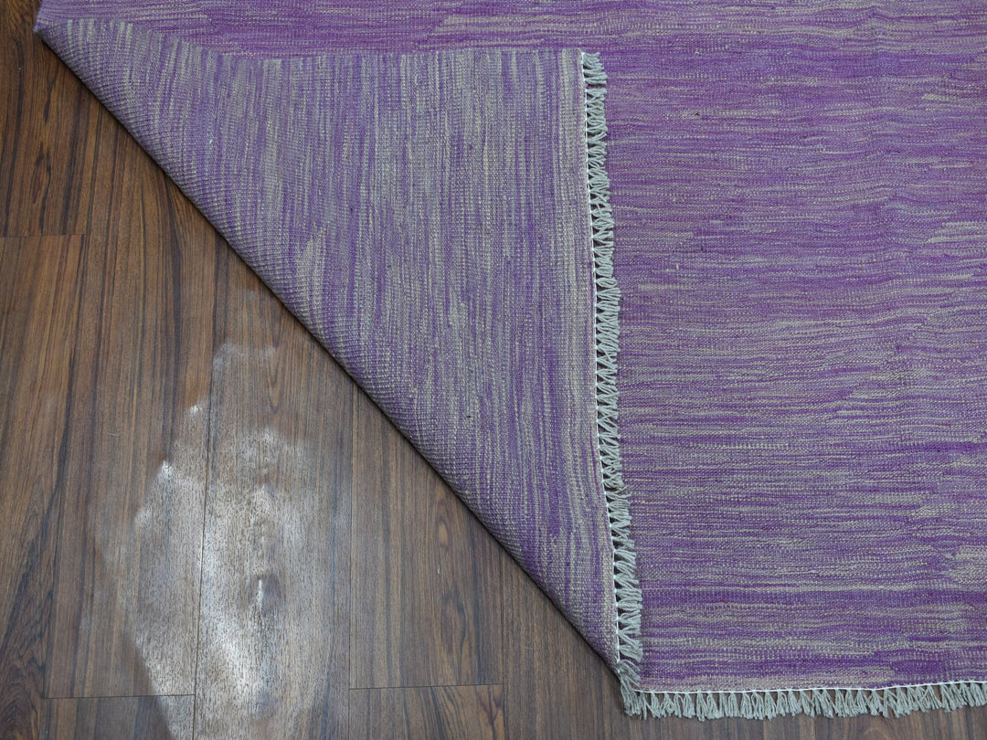 6'8" x 9'8" New Hand Woven Purple Wool Rectangle Oriental Rug - MOA10254213