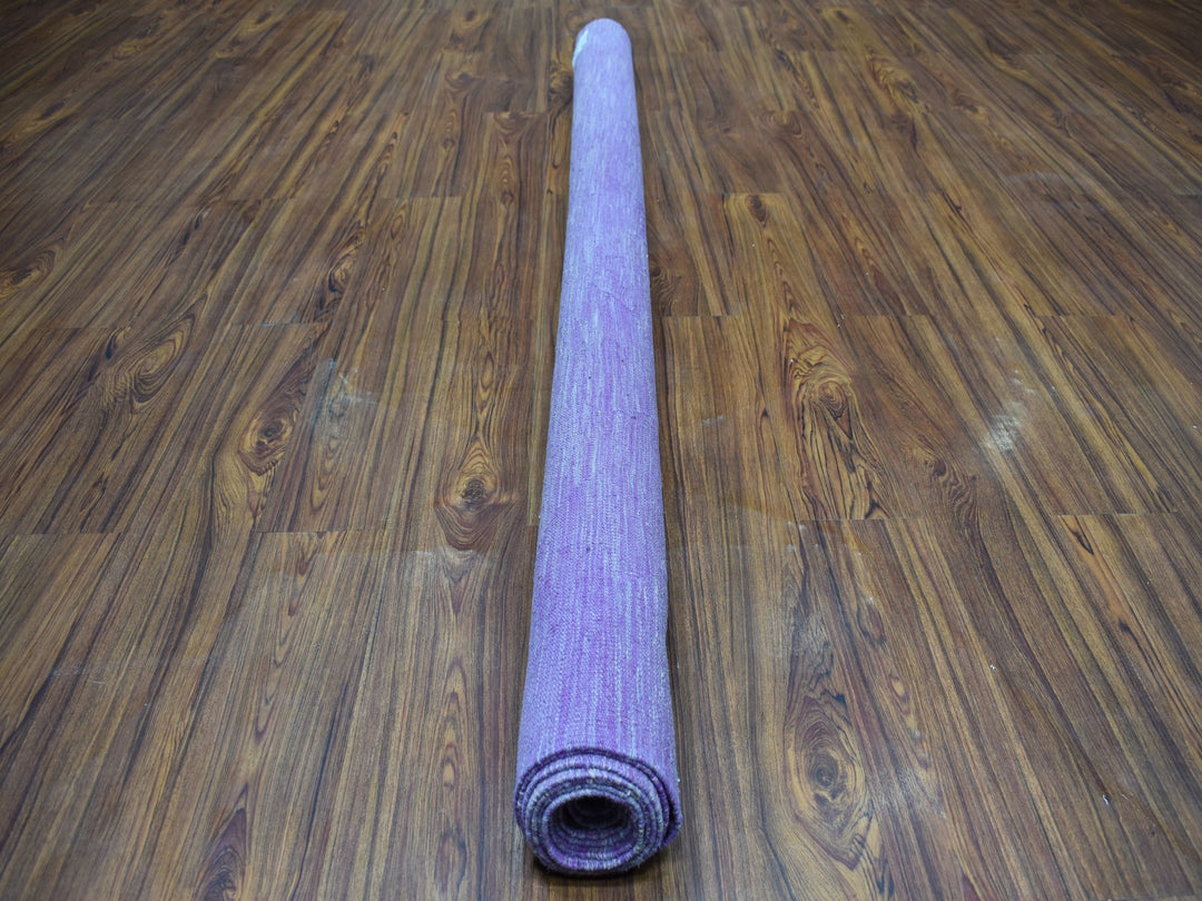 6'8" x 9'8" New Hand Woven Purple Wool Rectangle Oriental Rug - MOA10254213