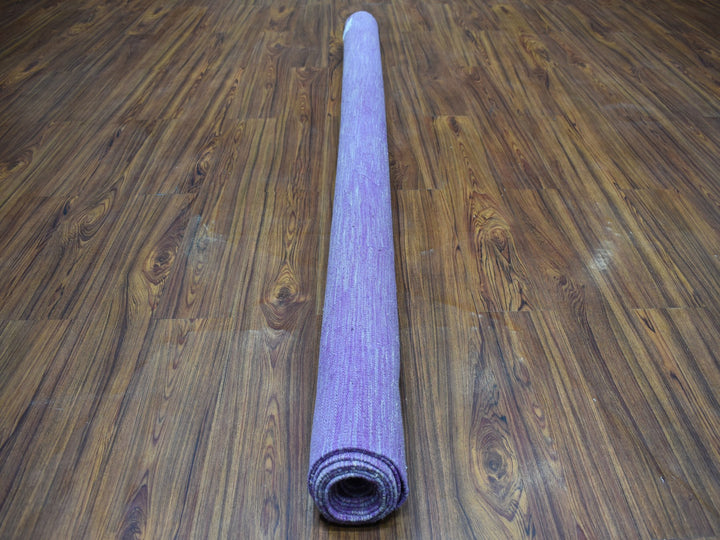 6'8" x 9'8" New Hand Woven Purple Wool Rectangle Oriental Rug - MOA10254213