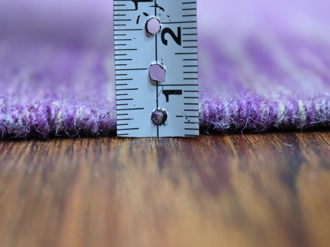 6'8" x 9'8" New Hand Woven Purple Wool Rectangle Oriental Rug - MOA10254213