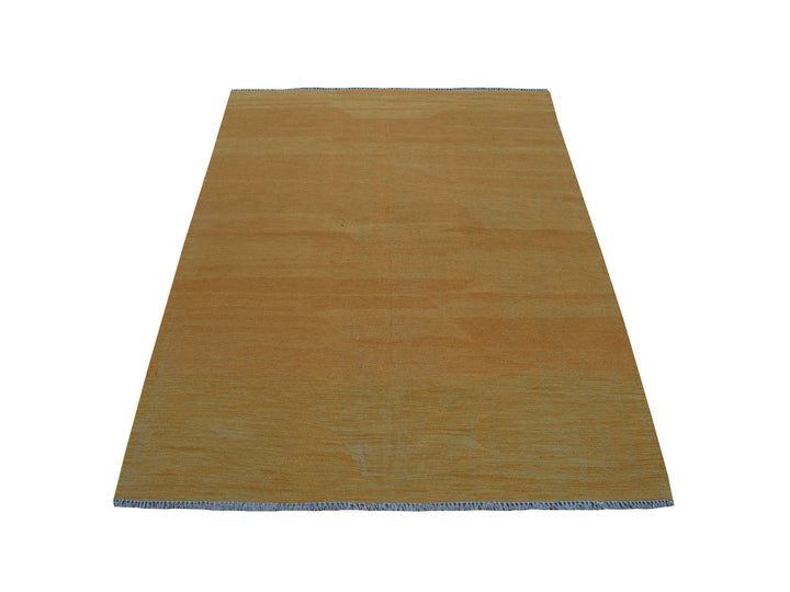 5'0" x 6'6" New Hand Woven Orange Wool Rectangle Oriental Rug - MOA10254225