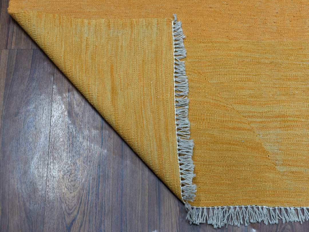 5'0" x 6'6" New Hand Woven Orange Wool Rectangle Oriental Rug - MOA10254225