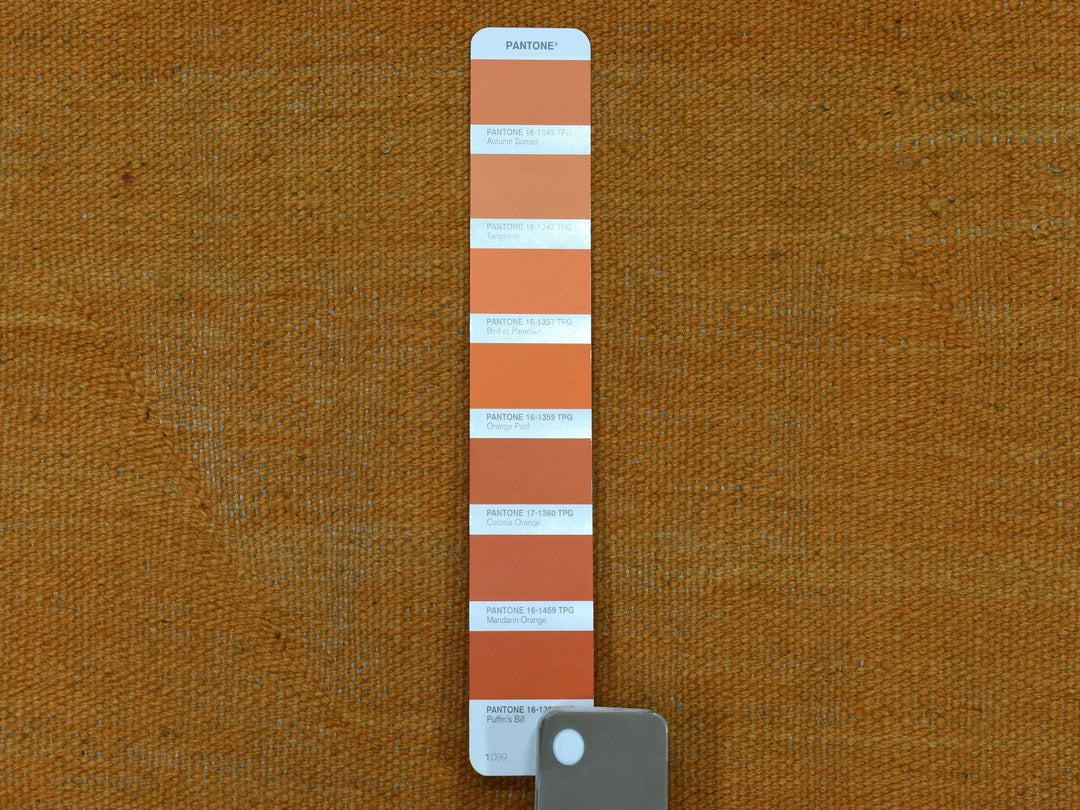 5'0" x 6'6" New Hand Woven Orange Wool Rectangle Oriental Rug - MOA10254225