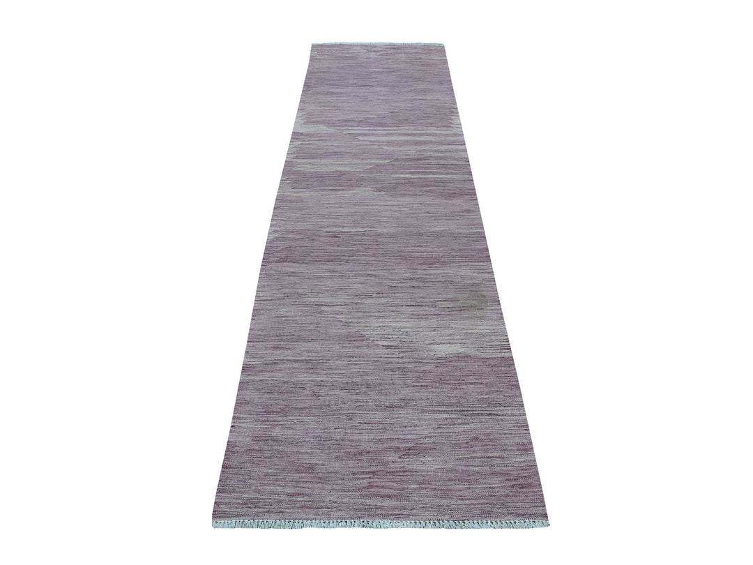 2'8" x 10'0" New Hand Woven Purple Wool Runner Oriental Rug - MOA10254248