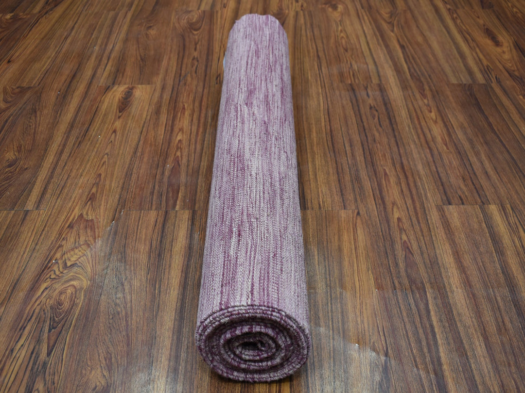 2'8" x 16'0" New Hand Woven Purple Wool Runner Oriental Rug - MOA10254253