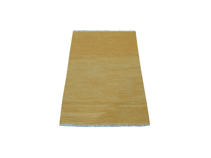 2'8" x 3'8" New Hand Woven Yellow Wool Rectangle Oriental Rug - MOA10254258