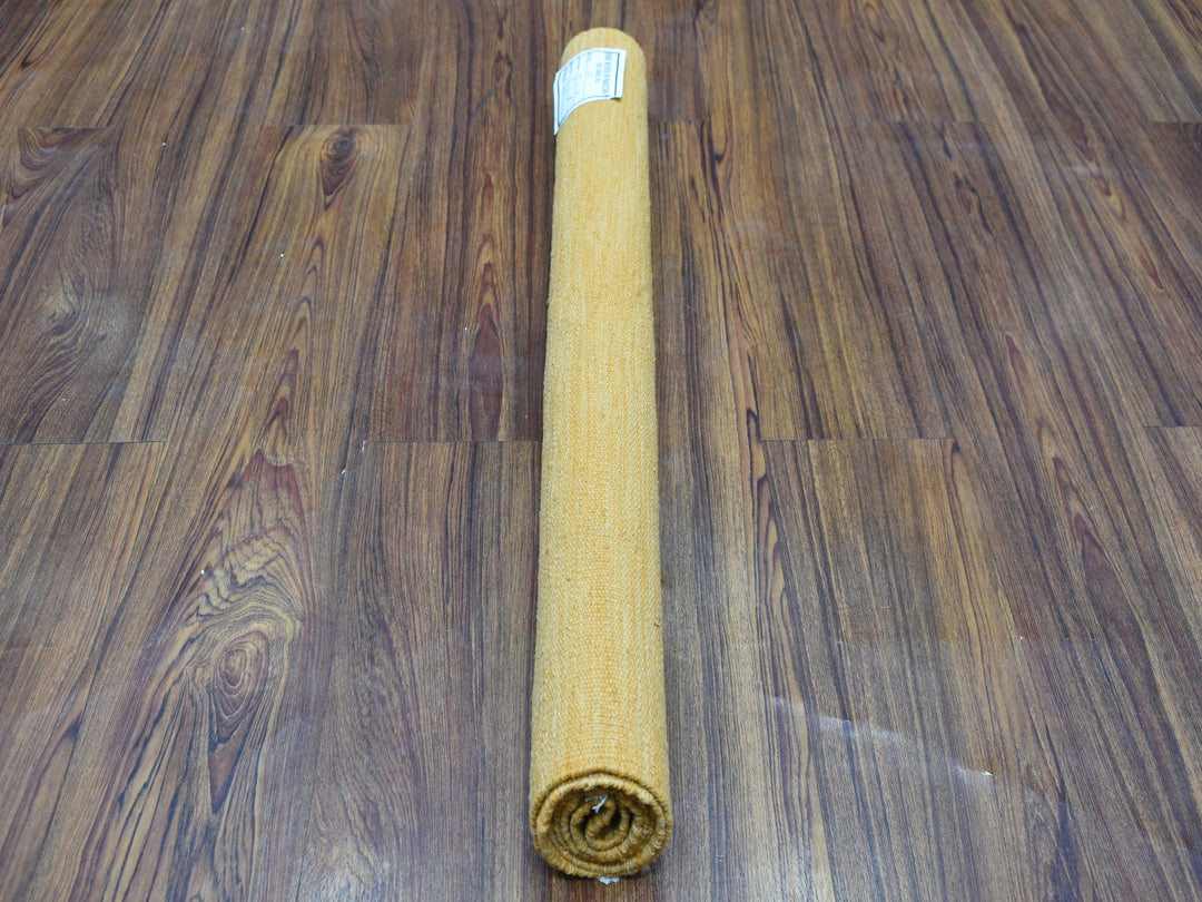 2'8" x 3'8" New Hand Woven Yellow Wool Rectangle Oriental Rug - MOA10254258