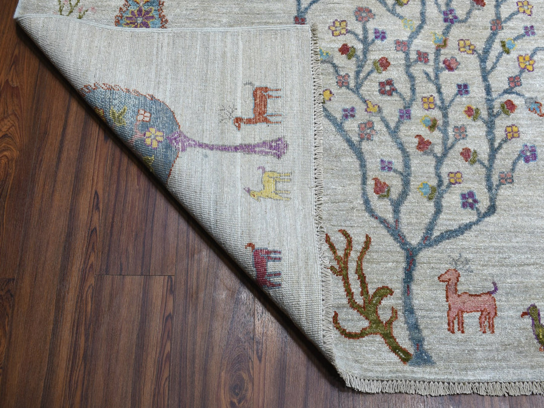 11'7" x 14'8" New Hand Knotted Grey Wool Rectangle Oriental Rug - MOA10254281