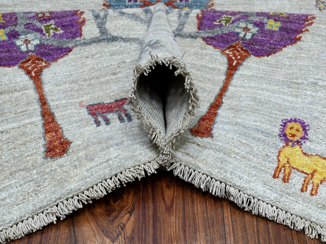 11'7" x 14'8" New Hand Knotted Grey Wool Rectangle Oriental Rug - MOA10254281