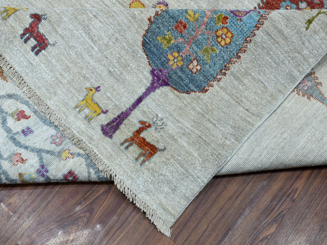 11'7" x 14'8" New Hand Knotted Grey Wool Rectangle Oriental Rug - MOA10254281