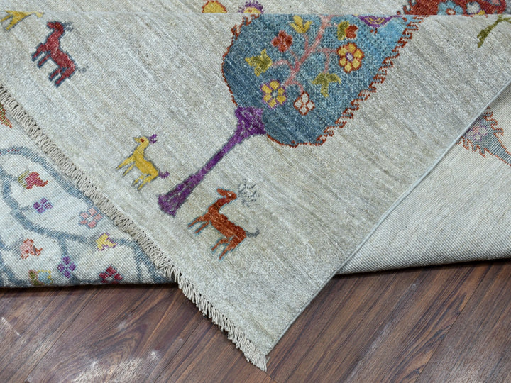 11'7" x 14'8" New Hand Knotted Grey Wool Rectangle Oriental Rug - MOA10254281