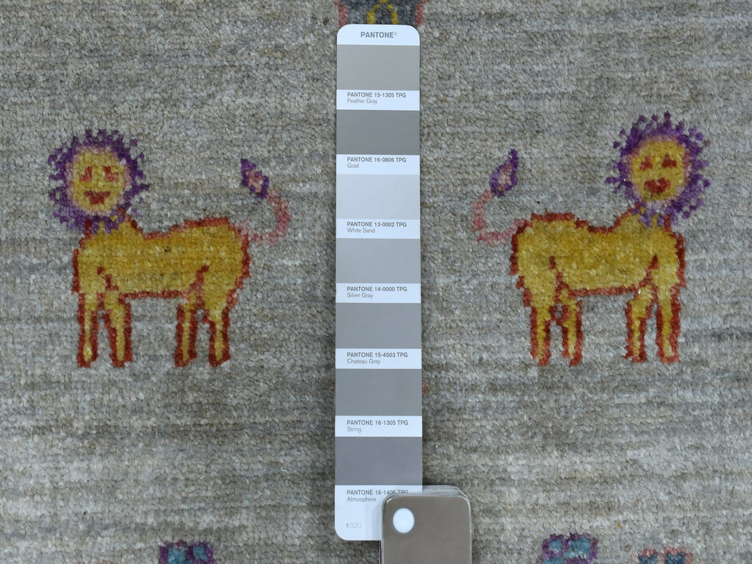 11'7" x 14'8" New Hand Knotted Grey Wool Rectangle Oriental Rug - MOA10254281