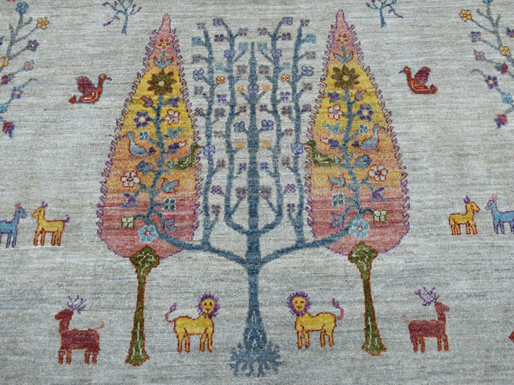 11'7" x 14'8" New Hand Knotted Grey Wool Rectangle Oriental Rug - MOA10254281