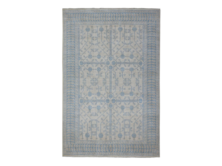 5'10" x 9'1" New Hand Knotted Ivory Wool Rectangle Oriental Rug - MOA10254291