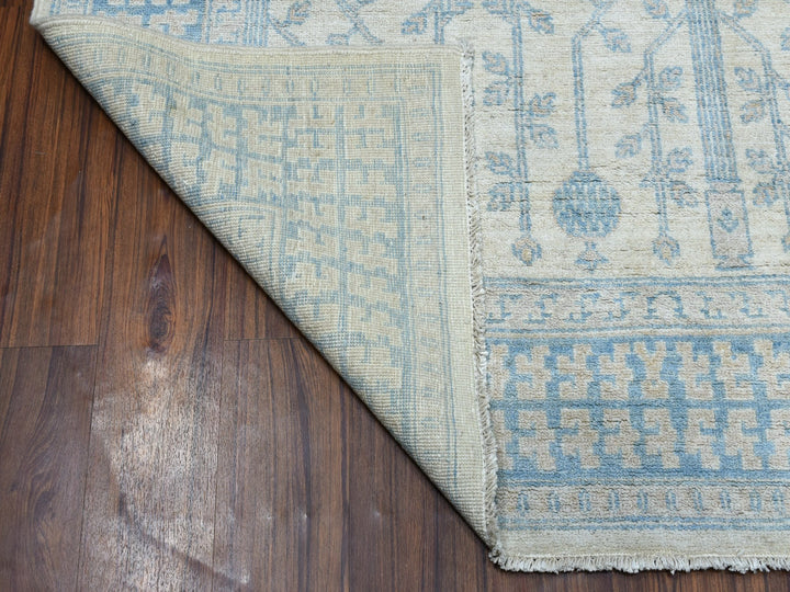 5'10" x 9'1" New Hand Knotted Ivory Wool Rectangle Oriental Rug - MOA10254291