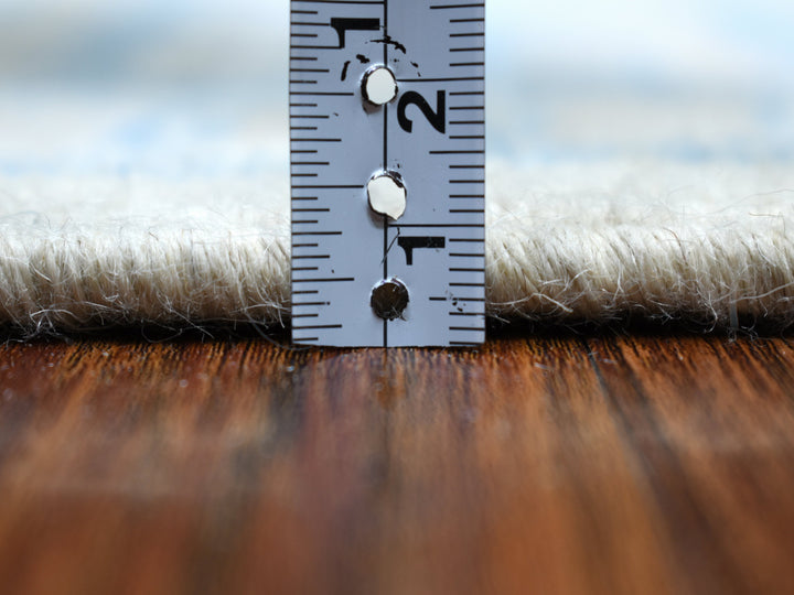 5'10" x 9'1" New Hand Knotted Ivory Wool Rectangle Oriental Rug - MOA10254291