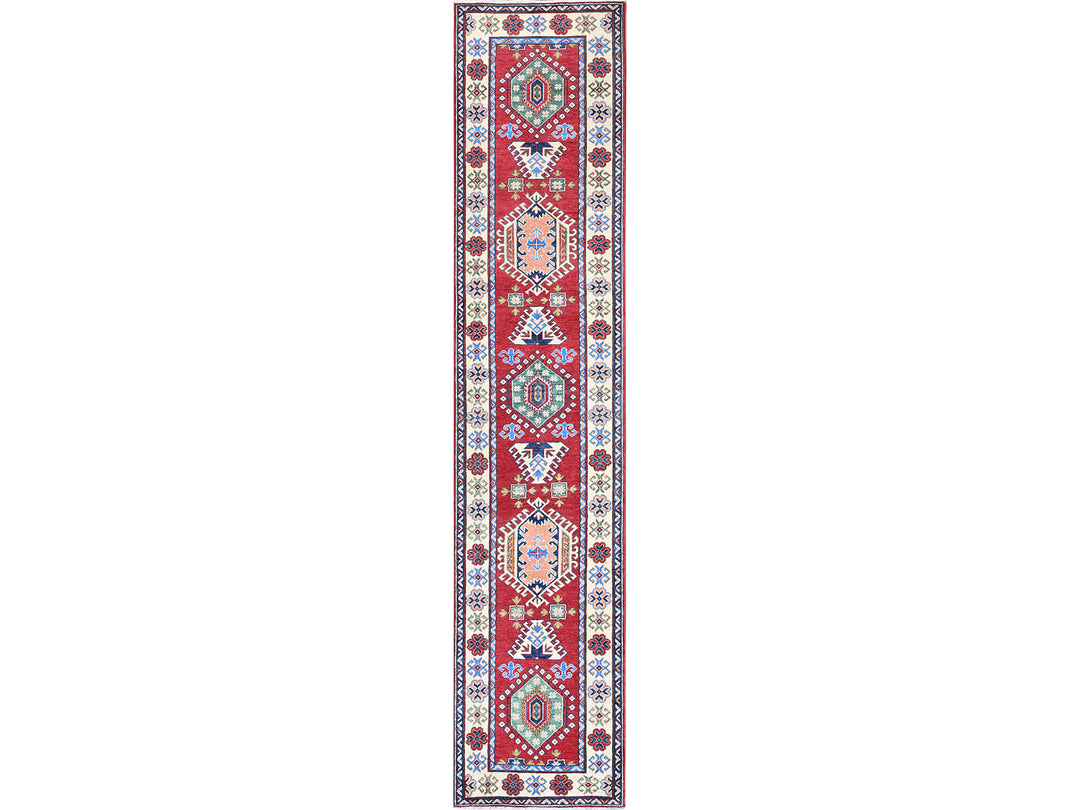 2'9" x 13'1" New Hand Knotted Red Wool Runner Oriental Rug - MOA102542