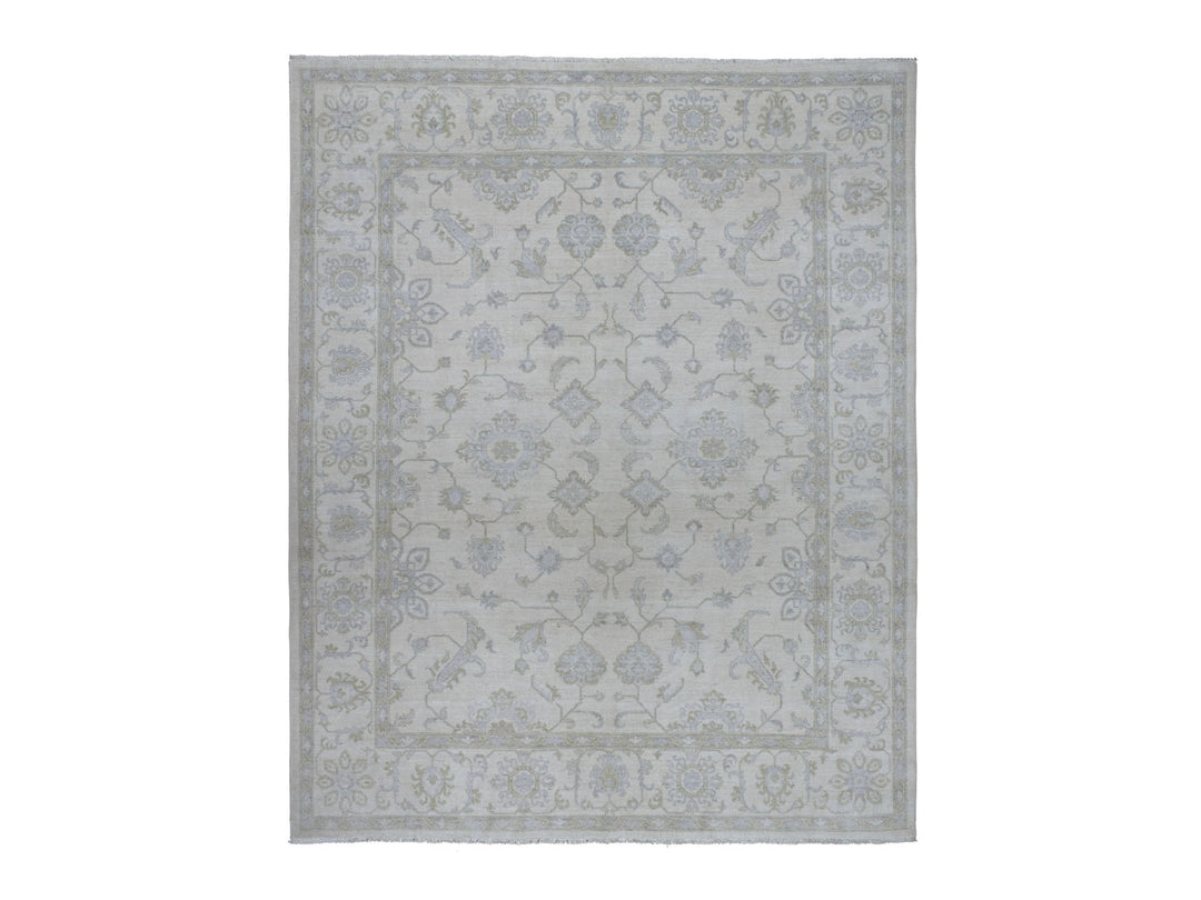 8'5" x 9'7" New Hand Knotted Ivory Wool Rectangle Oriental Rug - MOA10254389