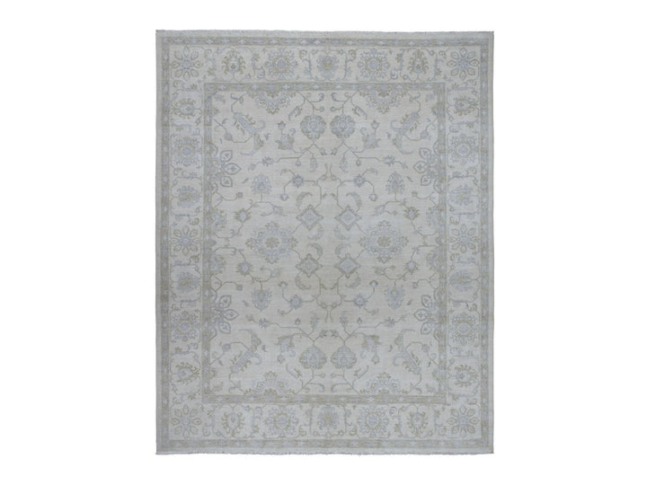 8'5" x 9'7" New Hand Knotted Ivory Wool Rectangle Oriental Rug - MOA10254389